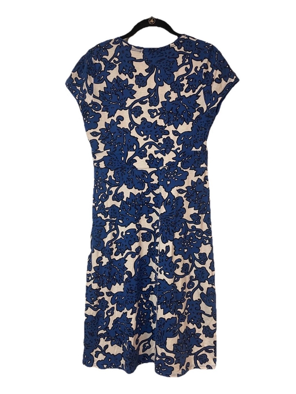 Boden Jersey Dress in Island Sapphire Island Vine Size 8R cap sleeved - Picture 9 of 10